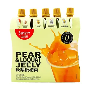 Sunity Pear & Loquat Jelly Pouch Drink – 5 Packs (5.29oz Each) | Fruity Squeeze Jelly with Herbal Cooling Flavor