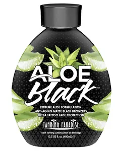 Tanning Paradise Aloe Black Tanning Lotion | Anti-Aging, Anti-Orange, Anti-Wrinkle Matte Black Bronzer Tanning Lotion | Tattoo & Color Fade Protection | Aloe Vera Cashmere Blend Tanning Lotion 13.5 oz