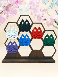 Boho Style Hollow Out Design Wooden Earrings, Vintage Geometric Cutout Design Earrings for Women, Fashion Jewelry for Party, Daily Decor, Trendy Fashionable Accessories, Trendy All-match Jewelry for Birthday Gift, Earring Set
