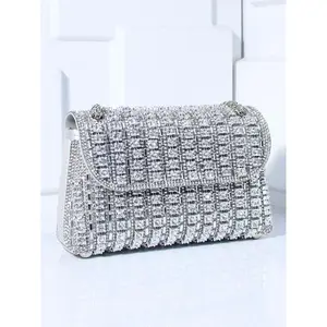 Glamorous Rhinestone Decorated Evening Bag, Elegant Solid Color Purses Shoulder Bags for Party for Halloween, Fashion Crossbody Bags for Women for Party, Trendy All-match & Exquisite Bag for Gift, Fall Outfits, Fall Freshness Crossbodybagwomen