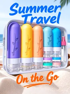 19pcs/set  travel bottles for toiletries: silicone TSA approved cosmetic container, leak proof and refillable liquid shampoo and conditioner essential toiletries bottle
