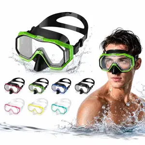 Adult & Kids Diving Mask Large Frame HD Anti-Fog Swimming Goggles, Waterproof Snorkel Mask with Tempered Glass Lens, Unisex Scuba Freediving Mask for Men Women, Professional Snorkeling Gear & Equipment