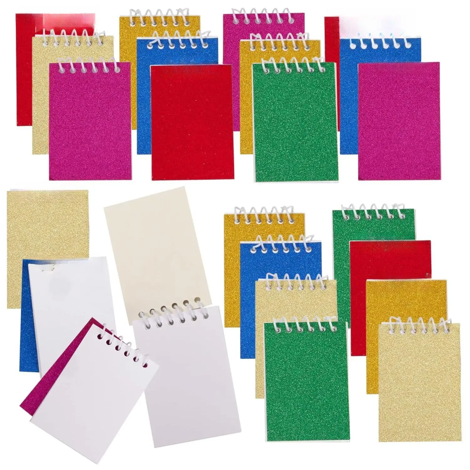 Playbees Mini Prism Spiral Notepads - 24PK Bulk Small Pocket Mini Notebooks for Kids, 2.5 Inch x 3.6 Inch - 20 Sheets Per Book, Top Bound Spiral Memo Note Pads for Party Favor Gifts and Goodie Bags
