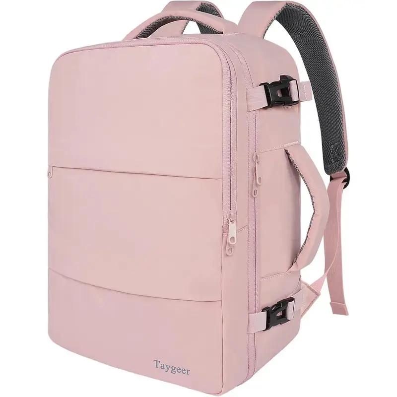 Women's Hybrid Travel Carry On Backpack for Adults, 16.8*11*7 inch TSA-Approved Bag with USB Port, Adjustable Shoulder Strap, 15.6in Laptop Compartment, Shoe Pouch, for Business Weekender Hiking, Pink