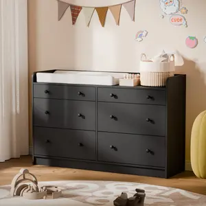 Cozy Castle 6 Drawer Dresser for Bedroom, Large Wood Dressers & Chests of Drawers 52'' Long Modern Sideboard Buffet Cabinet with Storage Accent Cabinets for Hallway, Entryway