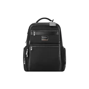 Samsonite Black Unisex Large Capacity Backpack - Fabric-Leather Blend, Zipper Closure, Business Style, Multifunctional Travel Laptop Backpack, Business Style Backpack
