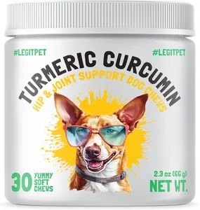 LEGITPET Turmeric Curcumin Hip & Joint Support for Dogs Mobility & Comfort Supplement with Collagen & BioPerine | Natural Antioxidant Soft Chews 30 Chews