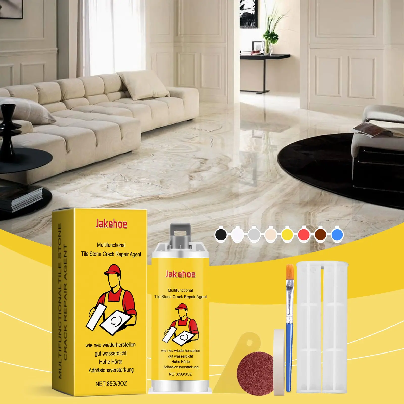Tile Crack Repair Glue Adhesive, High Strength Adhesion Tile Repair Glossy Marble Fill Hole Ceramic Broken Hole Cracks Filler, Tile Repair Kit for Home Decor Glossy Finish, Strong Adhesive
