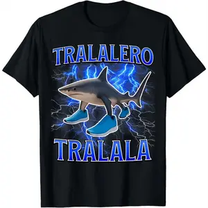 100% Cotton Tralalero Tralala Funny Shark Italian Brainrot Meme T-Shirt