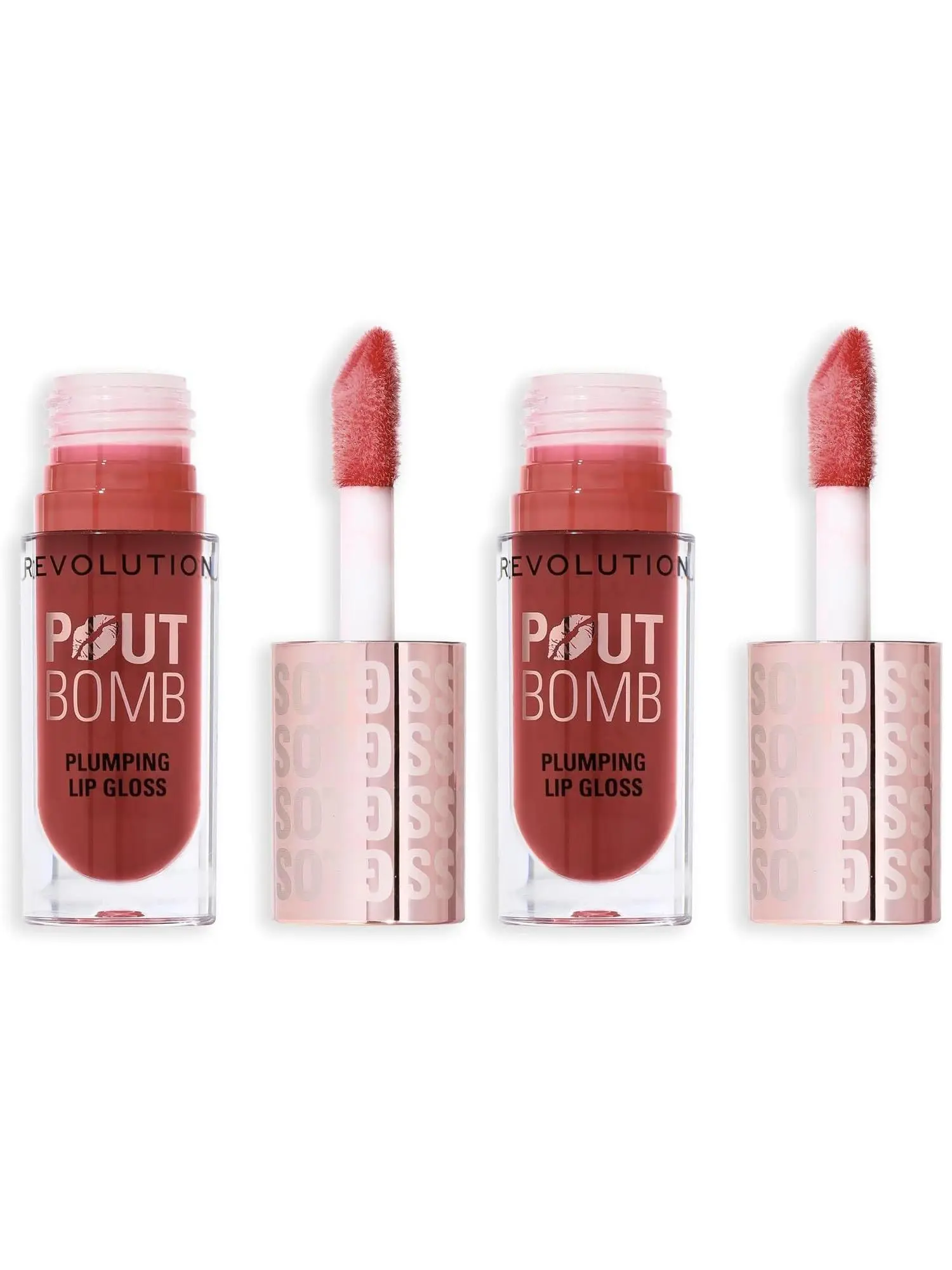 Revolution, Pout Bomb Plumping Lip Gloss, Buildable, High Shine for Hydrating, Plumping Finish, Buildable Color, Vegan & Cruelty-Free, Glaze Clear, 0.15 fl oz