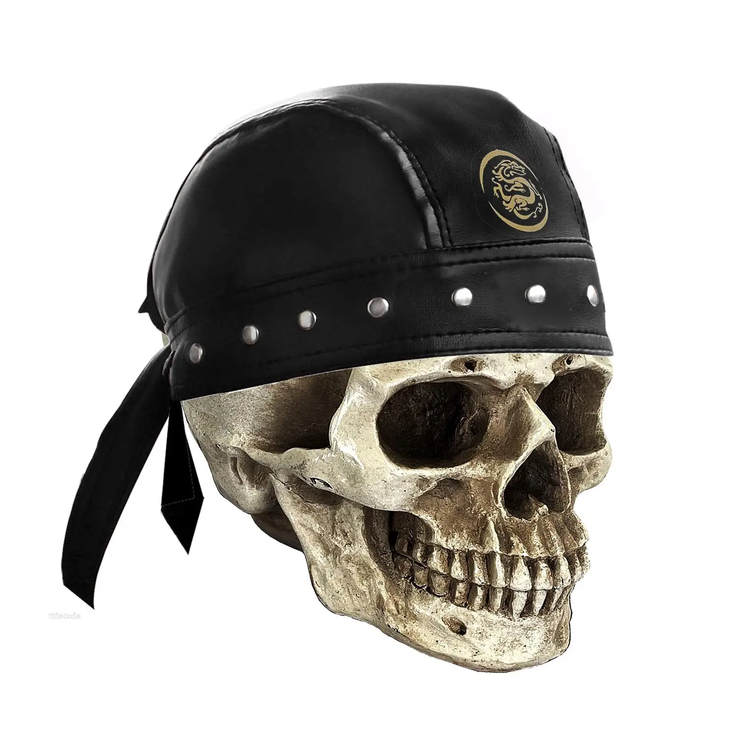 Hip Hop Dragon Leather Rivet Doo Rag Durag Bandana Head Wrap For Men Hat