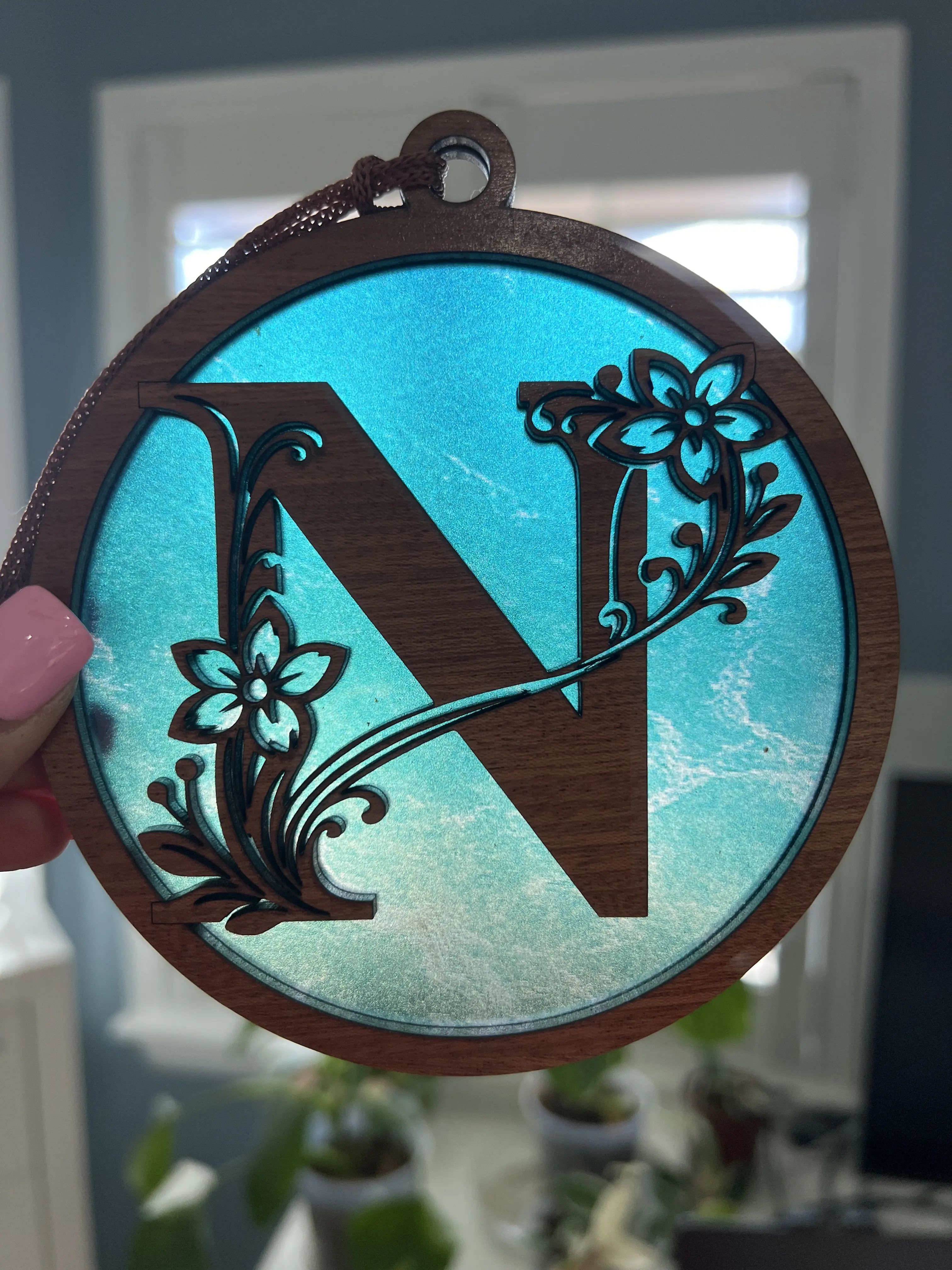 Monogram Letter N Suncatcher for Sunny Window