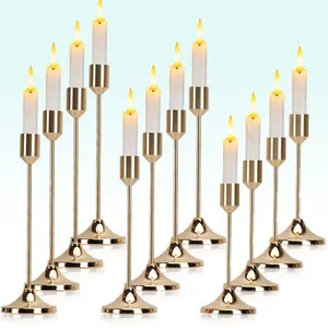 Romantic European Metal Decorative Candlestick Set, Polished Cone Base for Cylindrical and Conical Candles, Perfect for Holiday Table Decorations