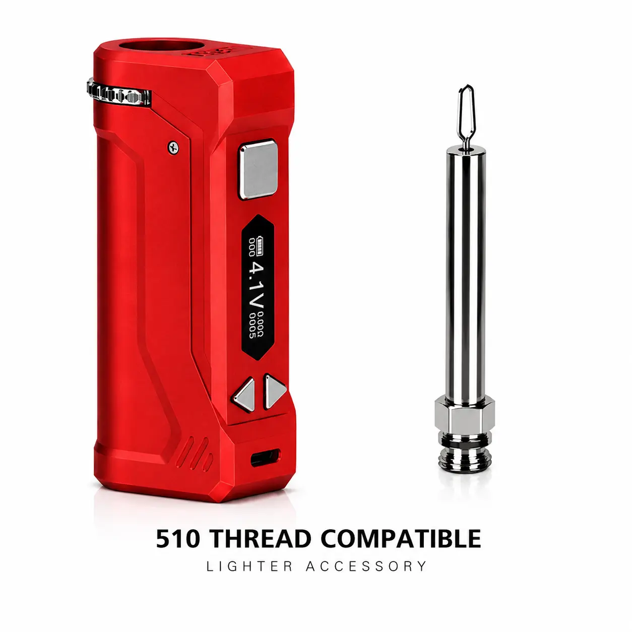 Pocket 510 Lighter Accessory - Variable Heat 650mAh 4.2 V 510 Thread Compatible with Soldering Tip - Red