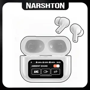 Narshton A9 Pro Wireless Earphone Touch Screen Display ANC ENC Gaming Noise Cancelling Bluetooth Headset