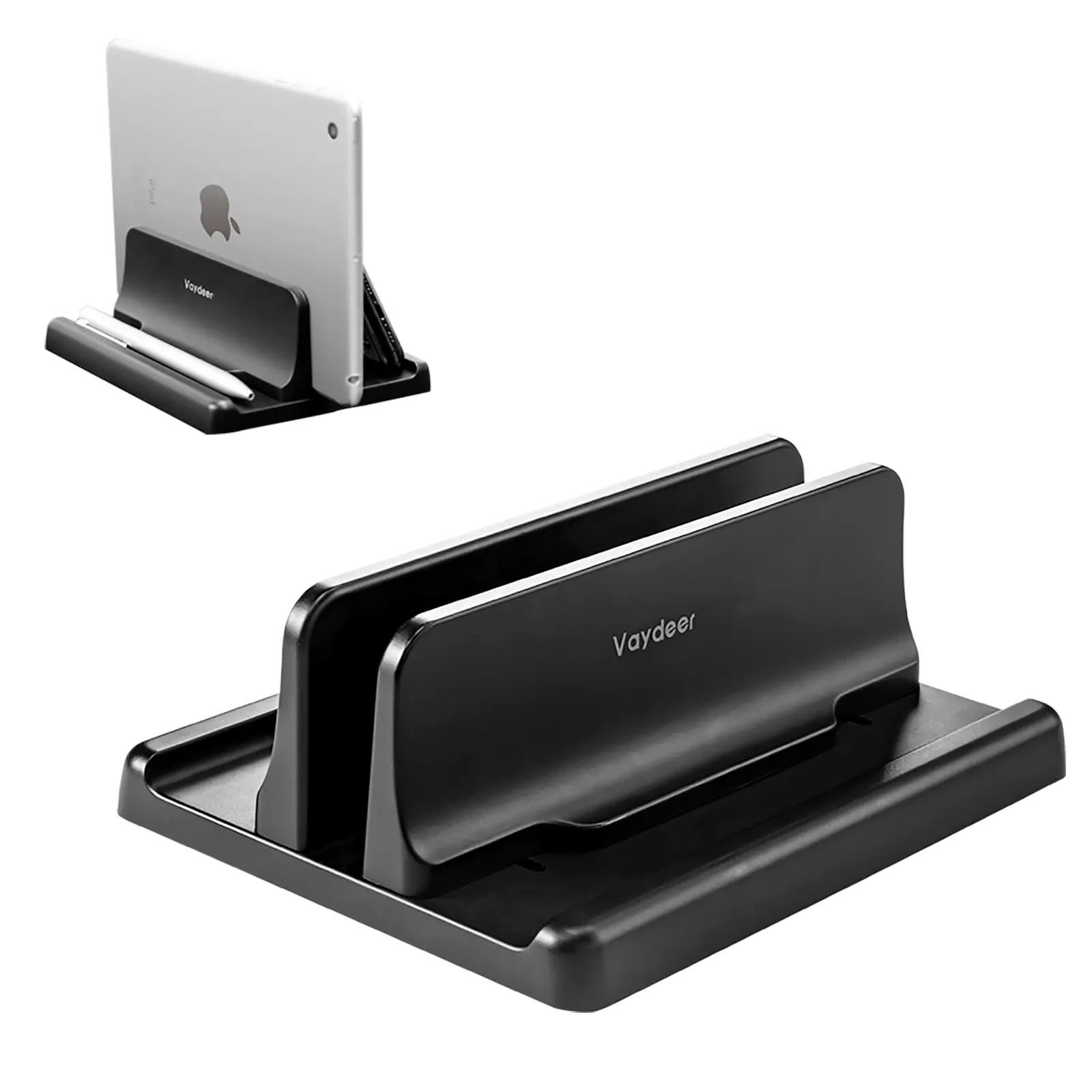Vaydeer Plastic Adjustable 3-in-1 Vertical Laptop Stand Holder - Office Gadgets Desktop Dock, Space-Saving for MacBook Pro/Air, HP, Dell, Microsoft Surface, Lenovo (Up to 17.3 in, Black)