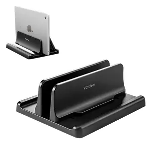 Vaydeer Vertical Laptop Stand Holder Plastic Adjustable Desktop Notebook Dock Space-Saving 3 in 1 for All MacBook Pro Air, Mac, HP, Dell, Microsoft Surface, Lenovo, up to 17.3 inches (Black)