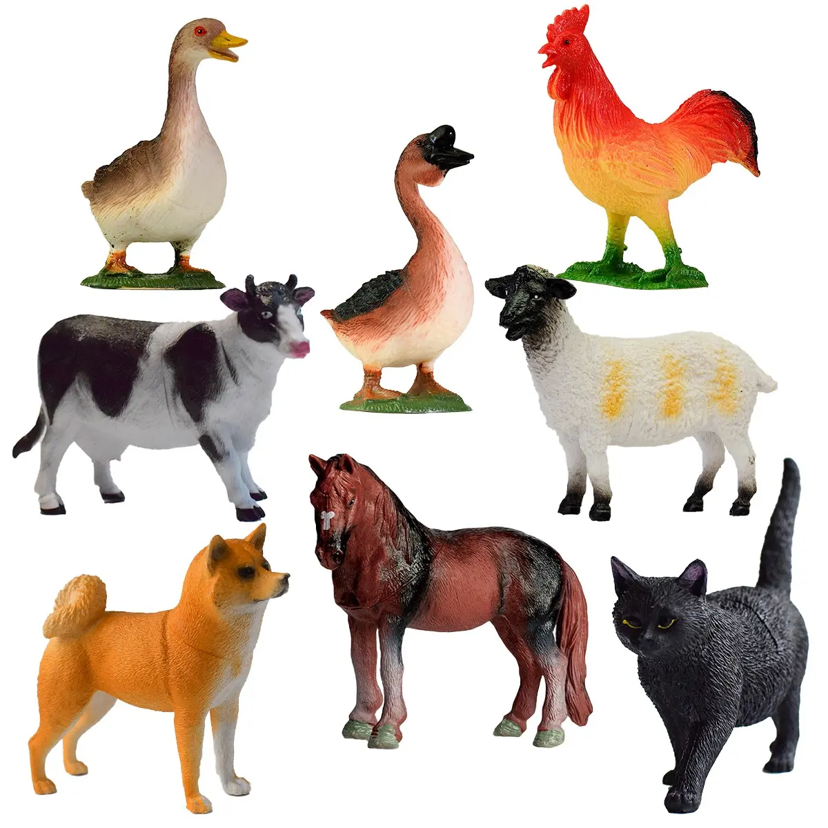 8-Piece PVC Farm Animal Model Set, Figurine Set, Animals Figurines, Figures Combo, Cow, Duck, Educational Toy for Kids, Party Decoration, Parent-Child Interaction, Birthday Gift