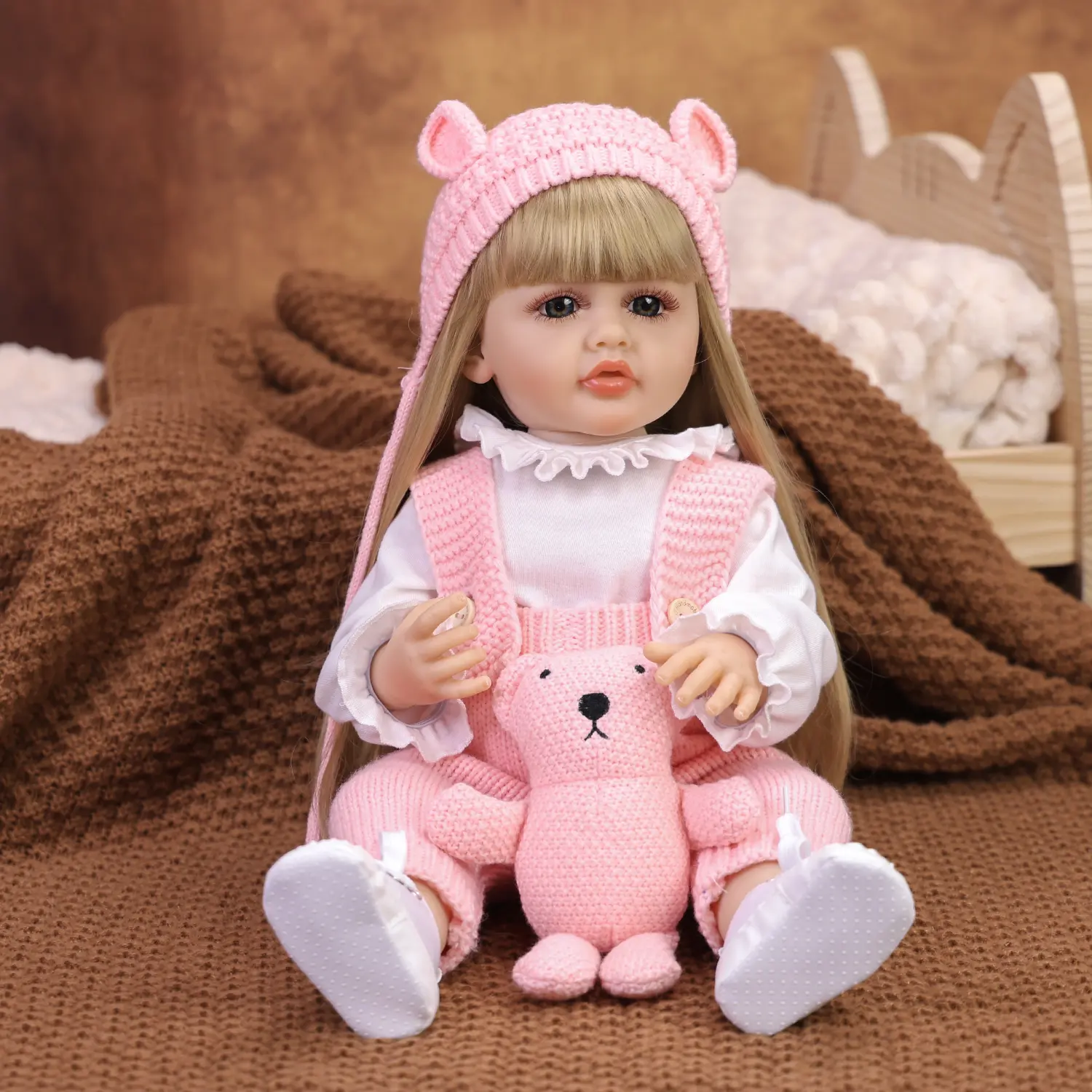 KEIUMI 22-in Reborn Baby Doll - Vinyl Body Cute Collectibles Toy, Long Golden Hair, Bright Eyes, Safe Material, Birthday/Christmas Gift for Girls, Toys For Girls