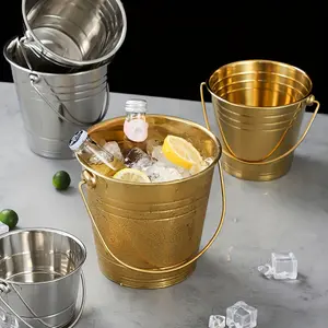 1pc Ice bucket for home use; stainless steel ice bucket for bar, KTV, champagne, beer, red wine; commercial food bucket Home Bar Accessories