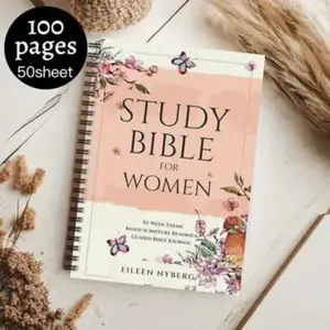 [Bible Study Journal] 1 Book Women's Bible Study Journal - 52-Week Bible Study Planner with Floral Spiral Binding, Pink Christian Prayer Diary & Scripture Notebook, 100 Pages Per Section (Short Binding) for Bible Study Groups, Devotional Gift for Women