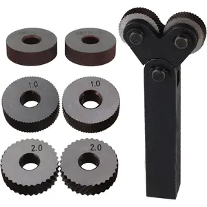Rotating Head Dual Wheels Knurling Tool, Diagonal Coarse Linear Pitch Knurl Tool with 0.5/1/1.5/2mm Pitch, Pack of 7