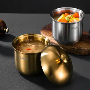 Stainless Steel Soup Bowl Set, Thick Waterproof Stew Pot with Lid, Egg Steamer, Home Cooking Pot, Dessert Nests, Stainless Steel Cookware, Suitable for Restaurant Kitchen