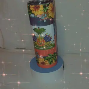 20 oz Haitian flag tumbler.