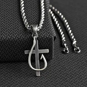 TWISTER CROSS AND FISH HOOK NECKLACE 32134
