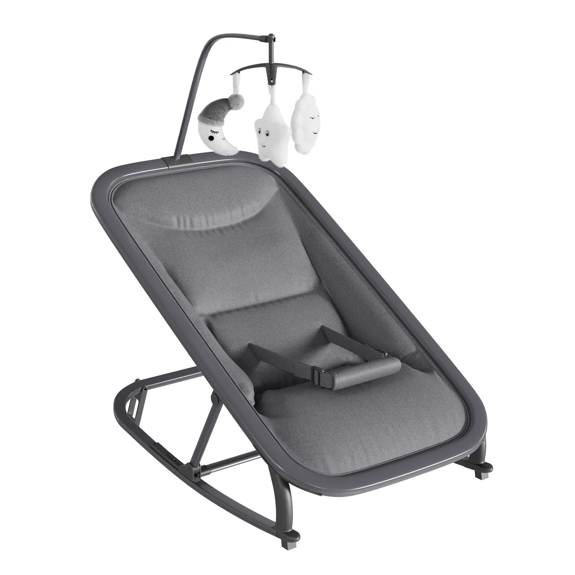 Adjustable Infant Rocker Chair for Newborns - Baby Furniture with 3-Position Recline, Detachable Toy Bar, Compact Lightweight Aluminum Frame