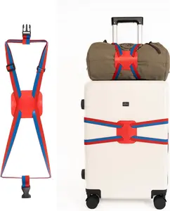 Bag Bungee, Luggage Straps Suitcase Adjustable Belt - Lightweight and Durable Travel Bag Accessories (Blue/Red 1 count)