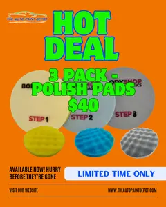 8" Polishing/Buffing Pads - (3 Pack) (Yellow Step 1, Blue Step 2, Black Step 3)