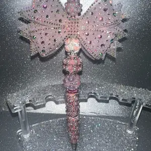 Fancy Bow Rhinestone Beadable Pen - Perfect Mother's Day Gift with Sparkling Rhinestones and Elegant Design