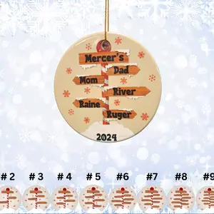 Custom Family Ornament 2024, Custom Couples Ornament, Family with Kids Christmas Ceramic Decor Decoration