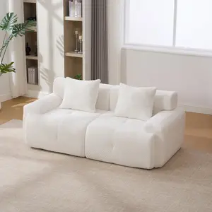 73" Modular Sectional Sofa Couch Loveseat, Modern 2 Seater Tufted Comfy Cloud Tufted Floor Convertible Couch with 2 Pillows, Boneless Conversion Sofa for Living Room,Office, Apartment,Guestroom