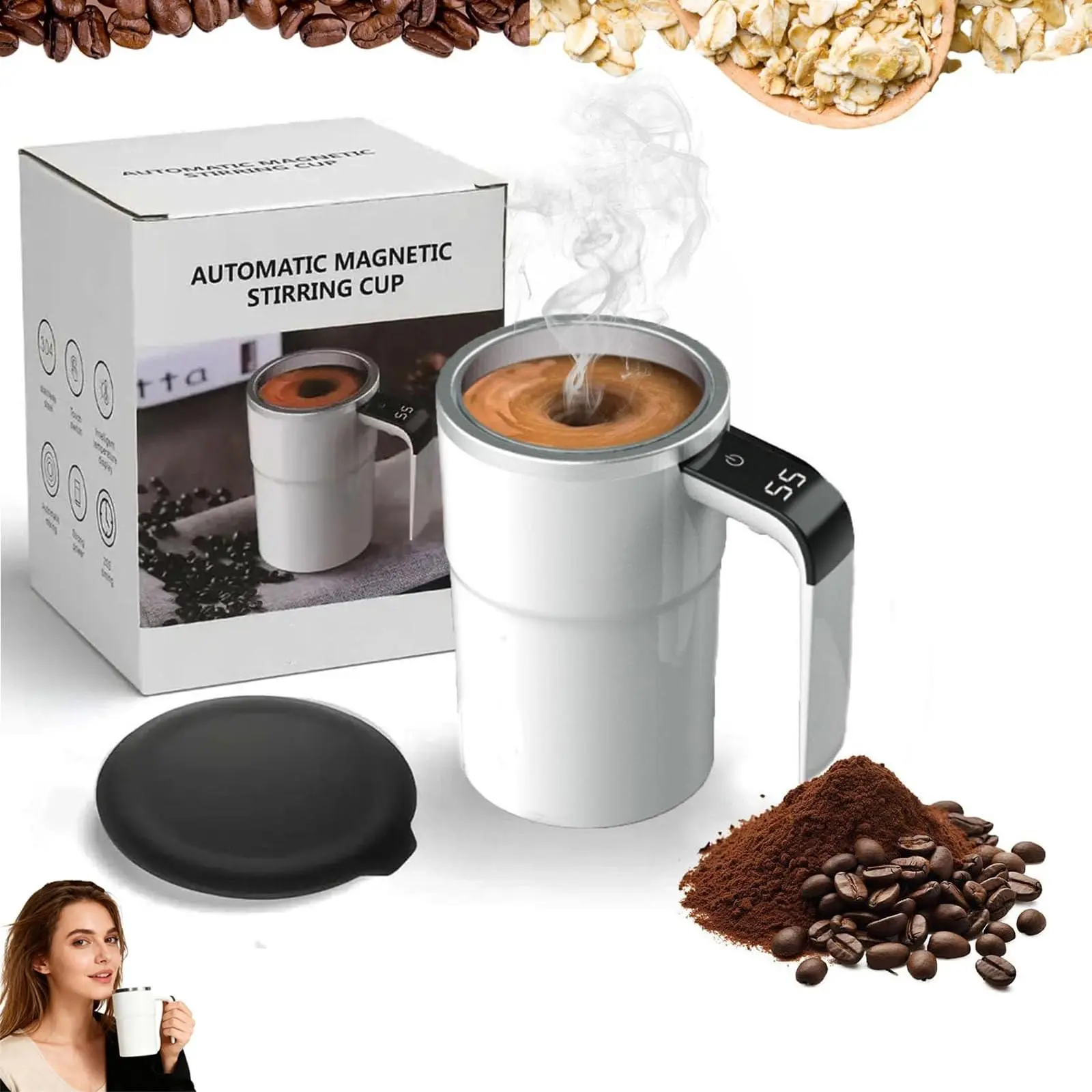 2026 New Classic Rechargeable Electric Automatic Magnetic Self-Stirring Coffee Mug - Portable Travel-Ready On-The-Go Kitchenware Drinkware for Coffee Time Use at Home & Travel, Portable Mugs