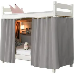 Bottom Bunk Bed Curtains Privacy Blackout Tent 2 Panels Students Dormitory Bunk Bed Curtains Breathable Dustproof Single Bed Shading Drapes Loft Bedding for Home Dorm