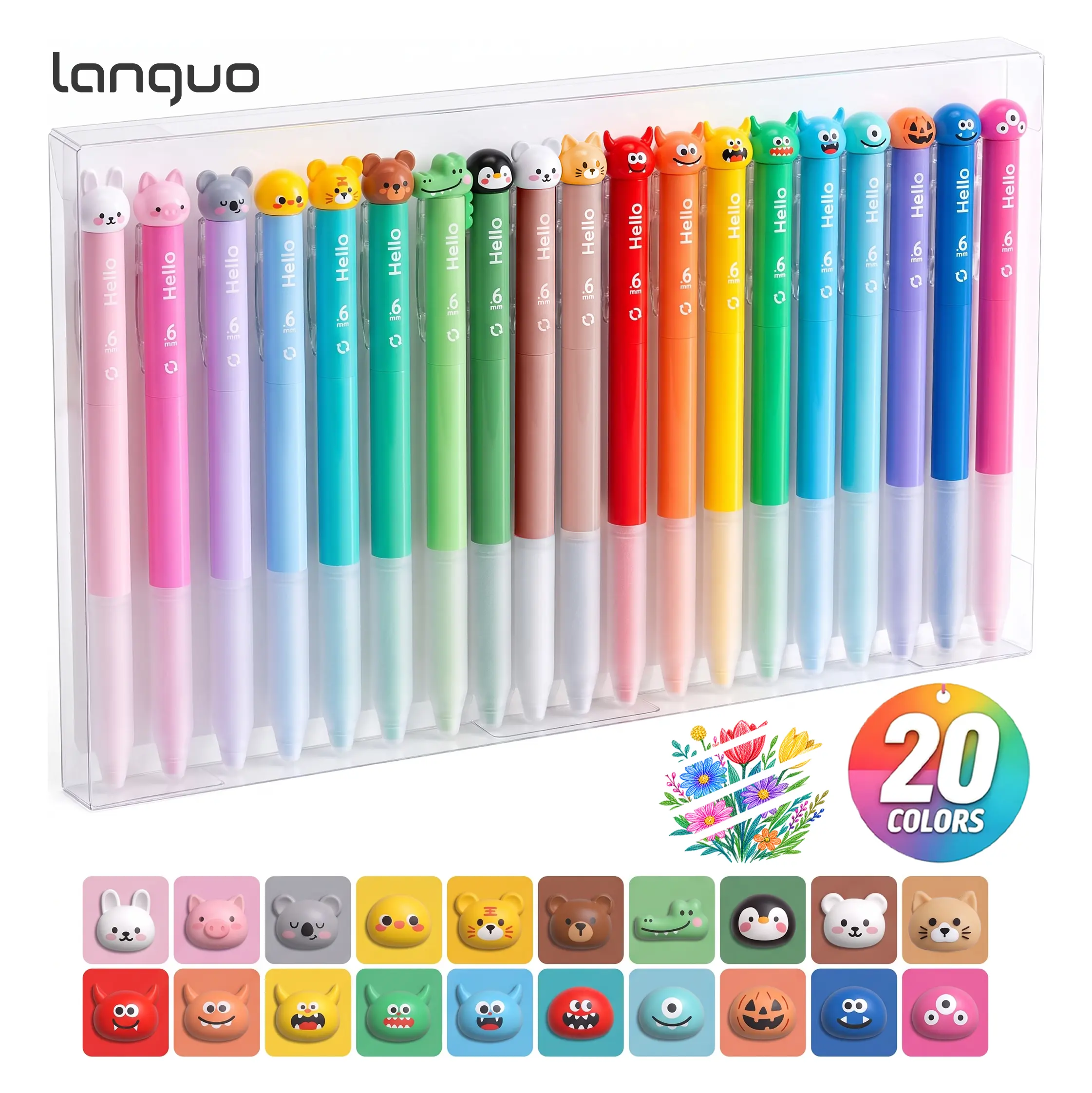 【BUY 1 TAKE 1】Languo KC261 Erasable Gel Ink Pens,10-Pack Animal Design,0.6mm Fine Tip Twist  Retractable Pens, Assorted Ink Colors, Smooth Writing, Clean Corrections, Eraser-Included Set, Ideal for Students & Office Stationery aestheticgift fun supply