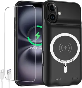 Battery Case for iPhone 16 Plus, Upgraded 12000mAh High Capacity Rechargeable Portable Extended Charger Case Wireless Charging Compatible with iPhone 16 Plus (6.7 inch) Charging Case & Carplay (Black)