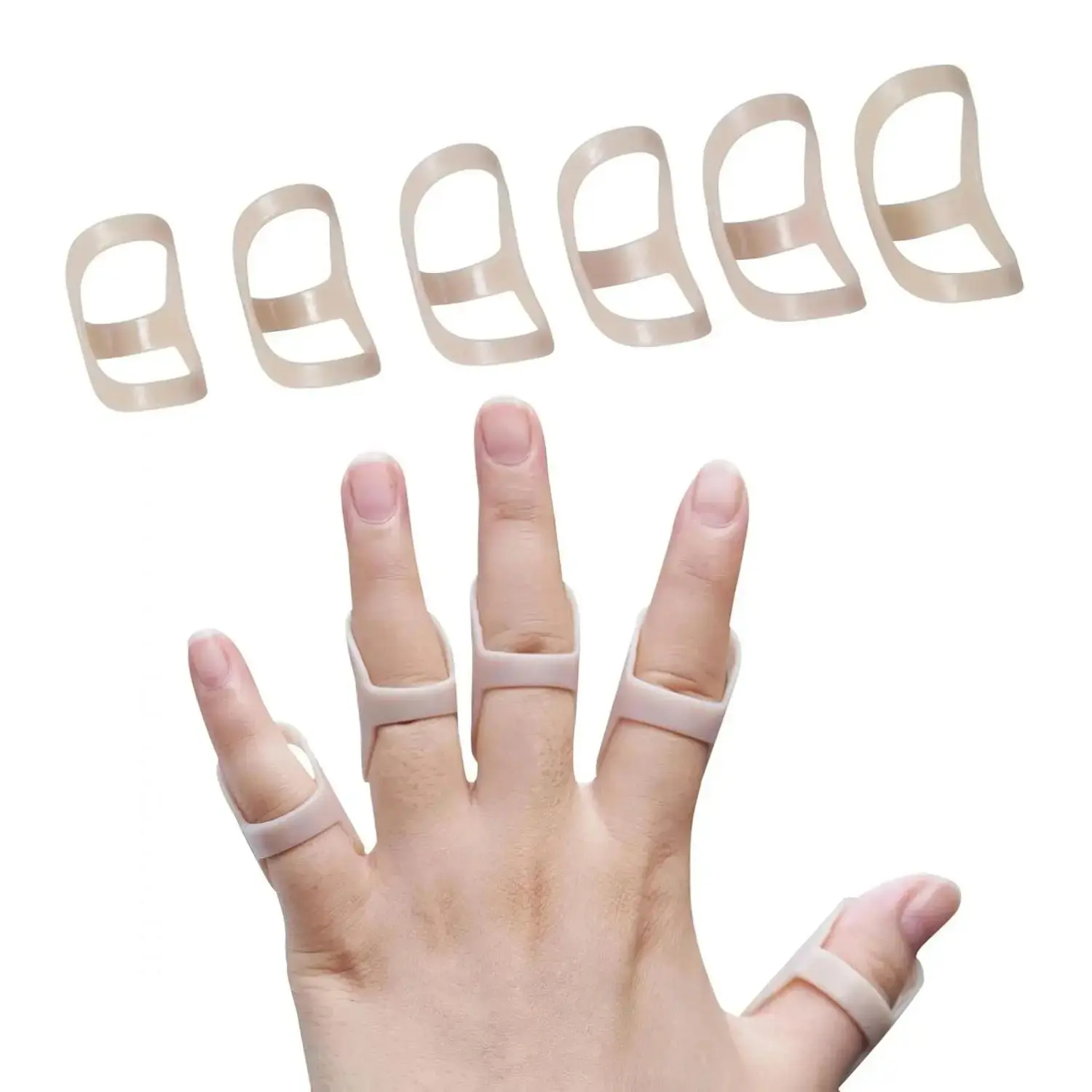 6 Pack Oval Finger Splints Waterproof for Arthritis Trigger Mallet Fingers - 6 Sizes 5-10 Fits 2.16-2.68 Inches Ideal for Pain Relief & Daily Use