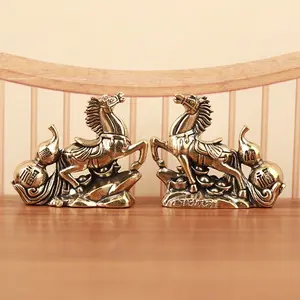 2026 Year of Horse Brass Ornament, Pure Brass Horse Figurine, Cute Horse Design, Success and Wealth Bringer, Home Office Living Room Decor Craft Gift