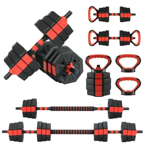 4-in-1 Adjustable Dumbbell Set for Home Gym – Converts to Barbell, Kettlebell & Push-Up Stand – Multifunctional Strength Training Free Weights, Secure Anti-Slip Grip, Multi Functional Strength Training Equipment for Home Gym, for Men and Women