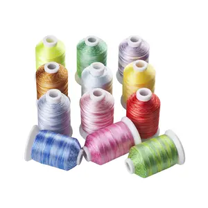 Simthread 12 Shades Variegated Polyester Embroidery Thread Kit – 1000M Each Spool for Janome Brother Pfaff Babylock Singer Bernina Husqvaran Embroidery and Sewing Machines Affordable Quality Rich Content