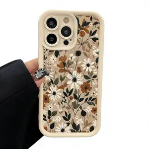 Compatible with iPhone 16 E 15 Pro Max Plus 17 16 15 14 13 12 11 X XR Air Flower Design Pattern Rugged Durable Shockproof Anti-Scratch Soft Silicone Cellphone Case Gift For Girls and Women