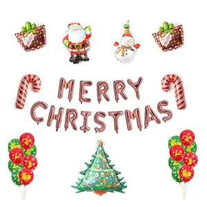Home Collection Christmas Party Balloons Banner Set Santa Claus Xmas Tree