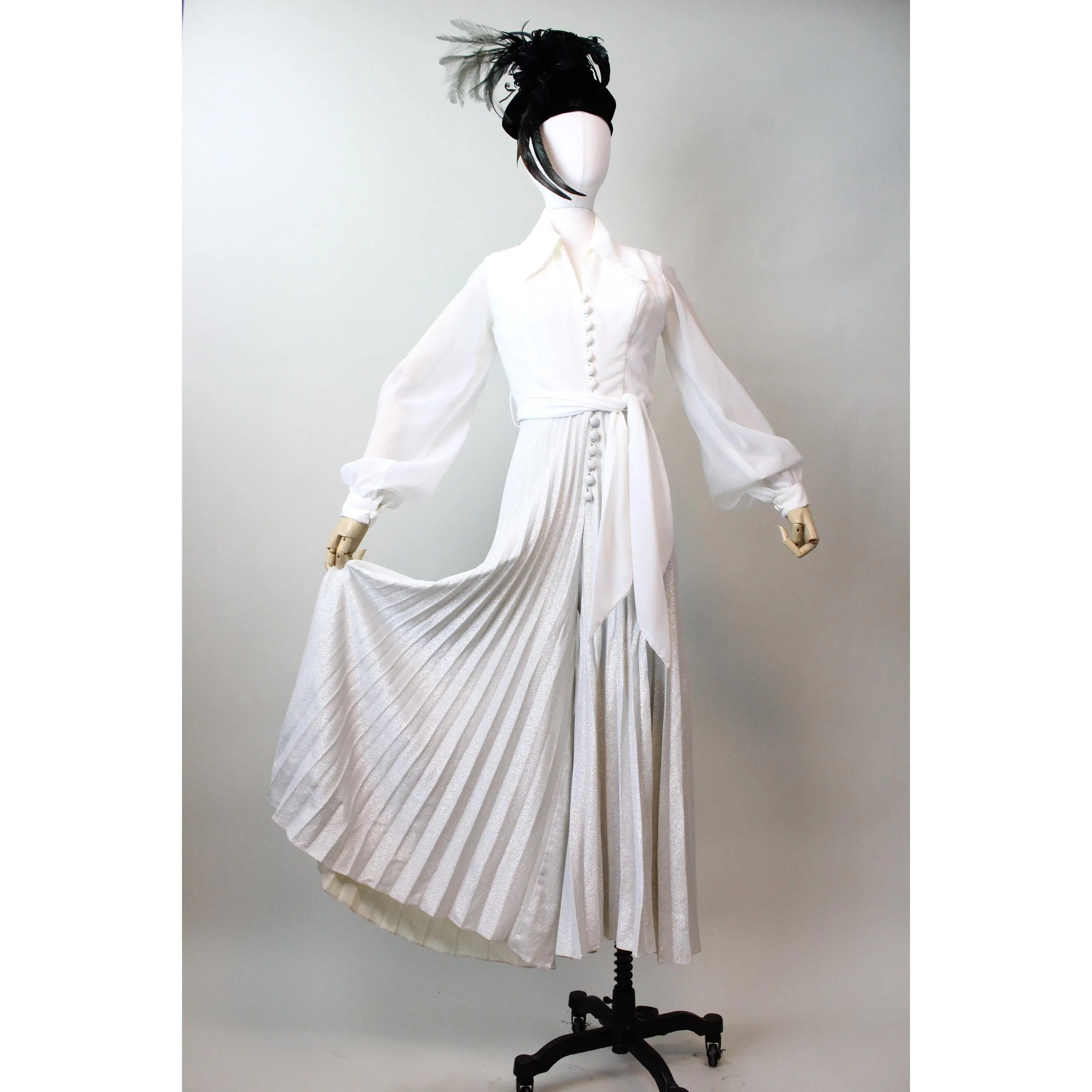 1960s SILVER LUREX jumpsuit PALAZZO xs | new fall