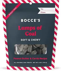 Bocce's Bakery Lumps of Coal Soft & Chewy Dog Treats – All-Natural, Wheat-Free Christmas Dog Treats, 6 oz