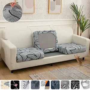 Stretch Printed Milk Silk Sofa Cushion Cover | Breathable Stylish Non-Slip Full Wrap Home Seat Protector