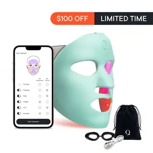 Qure LED Light Therapy Mask for Face - FDA Cleared for Wrinkles & Acne Treatment with 3 Modes, 5 Facial Areas &  5 Lights: Red, Deep-Red, Blue, Amber & Infrared, 3-Min Daily, Eye-Protection, Smart App