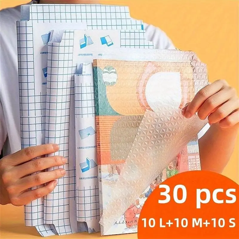 30pcs Self-Adhesive Book Covers, Transparent Frosted Film, Durable & Reusable, Ideal for Office, School, Students, Protective Book Cover